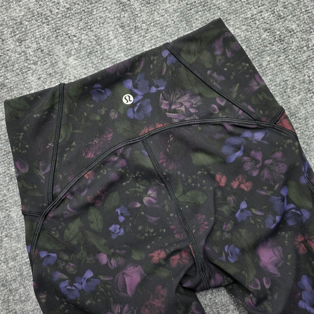 Lululemon Train Times Crop 17" Moody Floral Purple Mesh Leggings W6AHYS Size 6